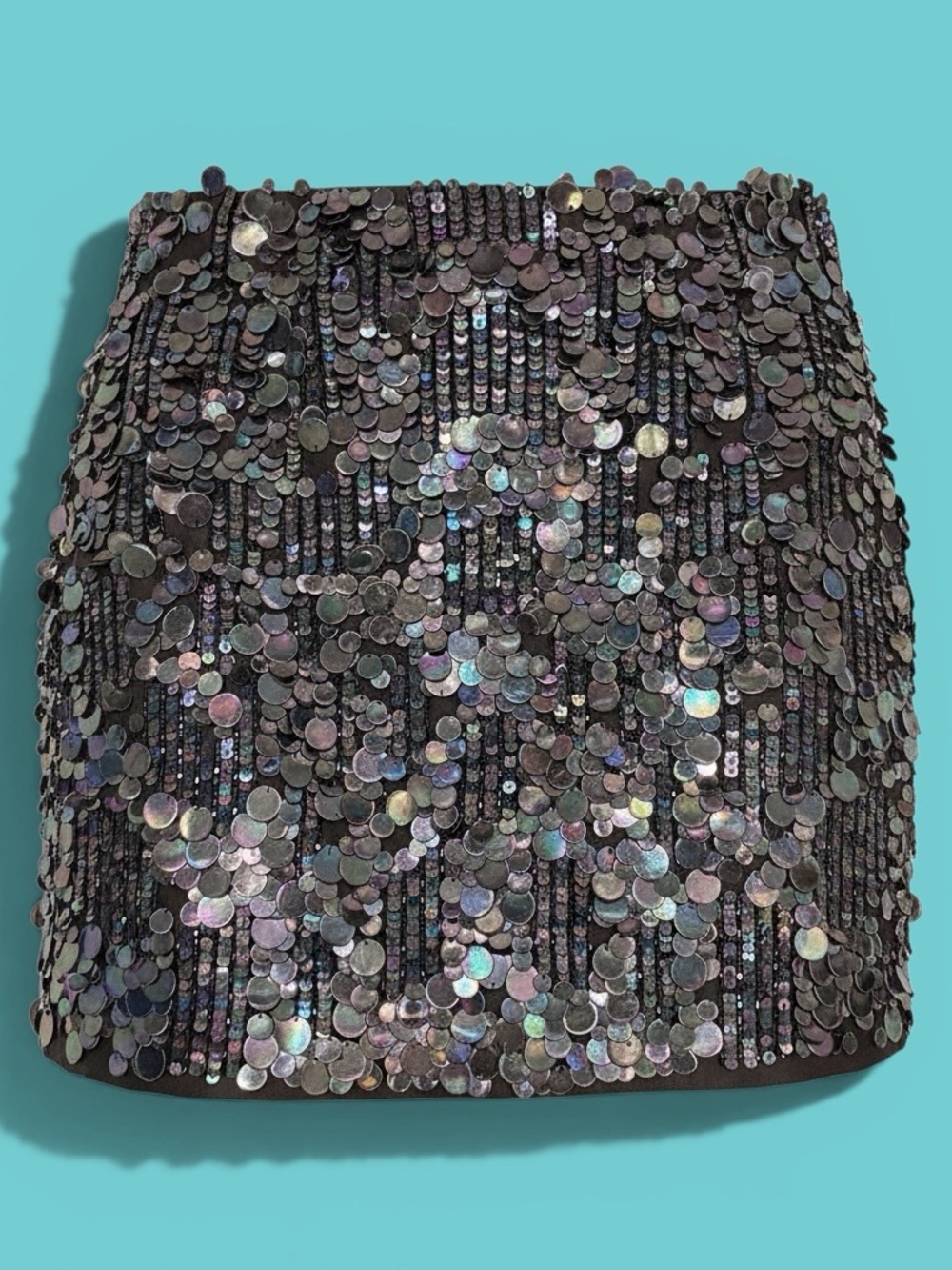 Elie Tahari Iridescent Sequin Mini Skirt in Black